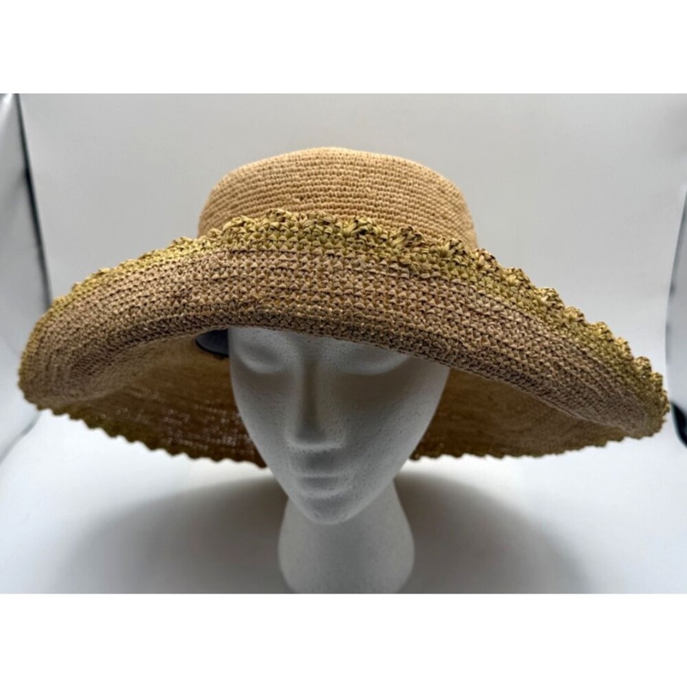 Callanan Wide Brim Straw Sun Hat Upturned Brim Packable Garden Vacation EUC - Picture 10 of 11
